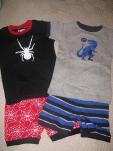 Funky PJ's for Aaron (the spider is glow in the dark!)